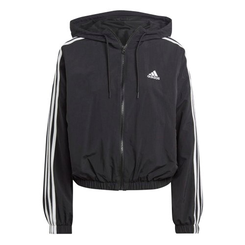 Adidas Essentials 3 Stripes Woven Windbreaker Womens Black