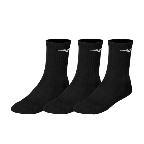 MIZUNO TRAINING CREW SOCKS 3 PACK BLACK Just Sport